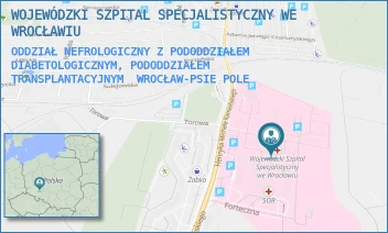 ODDZIAŁ NEFROLOGICZNY Z PODODDZIAŁEM DIABETOLOGICZNYM, PODODDZIAŁEM TRANSPLANTACYJNYM - WOJEWÓDZKI SZPITAL SPECJALISTYCZNY WE WROCŁAWIU - UL. HENRYKA MICHAŁA KAMIEŃSKIEGO 73A,  WROCŁAW-PSIE POLE