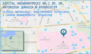 KLINIKA NEFROLOGII, NADCIŚNIENIA TĘTNICZEGO I CHORÓB WEWNĘTRZNYCH - SZPITAL UNIWERSYTECKI NR 1 IM. DR. ANTONIEGO JURASZA W BYDGOSZCZY - MARII SKŁODOWSKIEJ-CURIE 9,  BYDGOSZCZ