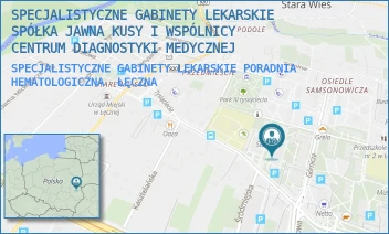 SPECJALISTYCZNE GABINETY LEKARSKIE PORADNIA HEMATOLOGICZNA - SPECJALISTYCZNE GABINETY LEKARSKIE SPÓŁKA JAWNA KUSY I WSPÓLNICY  CENTRUM DIAGNOSTYKI MEDYCZNEJ - GÓRNICZA 3,  ŁĘCZNA