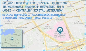 KLINIKA NEFROLOGII, NADCIŚNIENIA TĘTNICZEGO I MEDYCYNY RODZINNEJ - SP ZOZ UNIWERSYTECKI SZPITAL KLINICZNY NR 2 UNIWERSYTETU MEDYCZNEGO  W ŁODZI - UL. STEFANA ŻEROMSKIEGO 113,  ŁÓDŹ-POLESIE