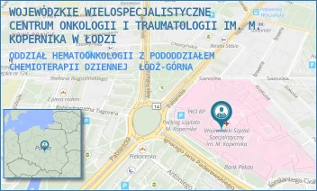 ODDZIAŁ HEMATOONKOLOGII Z PODODDZIAŁEM CHEMIOTERAPII DZIENNEJ - WOJEWÓDZKIE WIELOSPECJALISTYCZNE CENTRUM ONKOLOGII I TRAUMATOLOGII IM. M. KOPERNIKA W ŁODZI - UL. PABIANICKA 62,  ŁÓDŹ-GÓRNA