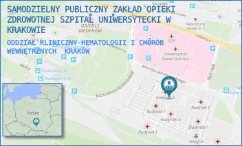 ODDZIAŁ KLINICZNY HEMATOLOGII I CHORÓB WEWNĘTRZNYCH - SAMODZIELNY PUBLICZNY ZAKŁAD OPIEKI ZDROWOTNEJ SZPITAL UNIWERSYTECKI W KRAKOWIE - UL. MACIEJA JAKUBOWSKIEGO 2,  KRAKÓW