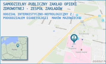ODDZIAŁ INTERNISTYCZNO-NEFROLOGICZNY Z PODODDZIAŁEM DIABETOLOGII - SAMODZIELNY PUBLICZNY ZAKŁAD OPIEKI ZDROWOTNEJ - ZESPÓŁ ZAKŁADÓW - WITOSA 2,  MAKÓW MAZOWIECKI