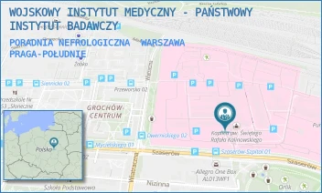 PORADNIA NEFROLOGICZNA - WOJSKOWY INSTYTUT MEDYCZNY - PAŃSTWOWY INSTYTUT BADAWCZY - SZASERÓW 128,  WARSZAWA PRAGA-POŁUDNIE