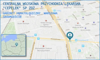 GABINET HEMATOLOGICZNY - CENTRALNA WOJSKOWA PRZYCHODNIA LEKARSKA "CEPELEK" SP ZOZ - KOSZYKOWA 78,  WARSZAWA ŚRÓDMIEŚCIE