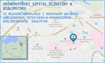 II KLINIKA NEFROLOGII Z ODDZIAŁEM LECZENIA NADCIŚNIENIA TĘTNICZEGO I PODODDZIAŁEM DIALIZOTERAPII - UNIWERSYTECKI SZPITAL KLINICZNY W BIAŁYMSTOKU - M.C.SKŁODOWSKIEJ 24A,  BIAŁYSTOK