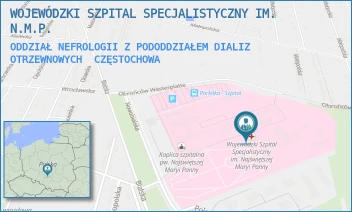 ODDZIAŁ NEFROLOGII Z PODODDZIAŁEM DIALIZ OTRZEWNOWYCH - WOJEWÓDZKI SZPITAL SPECJALISTYCZNY IM. N.M.P. - UL. BIALSKA 104/118,  CZĘSTOCHOWA