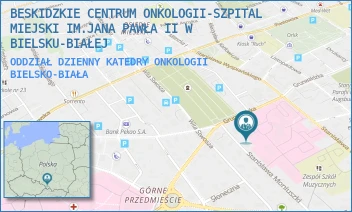 ODDZIAŁ DZIENNY KATEDRY ONKOLOGII - BESKIDZKIE CENTRUM ONKOLOGII-SZPITAL MIEJSKI IM.JANA PAWŁA II W BIELSKU-BIAŁEJ - UL. STANISŁAWA WYSPIAŃSKIEGO 21,  BIELSKO-BIAŁA